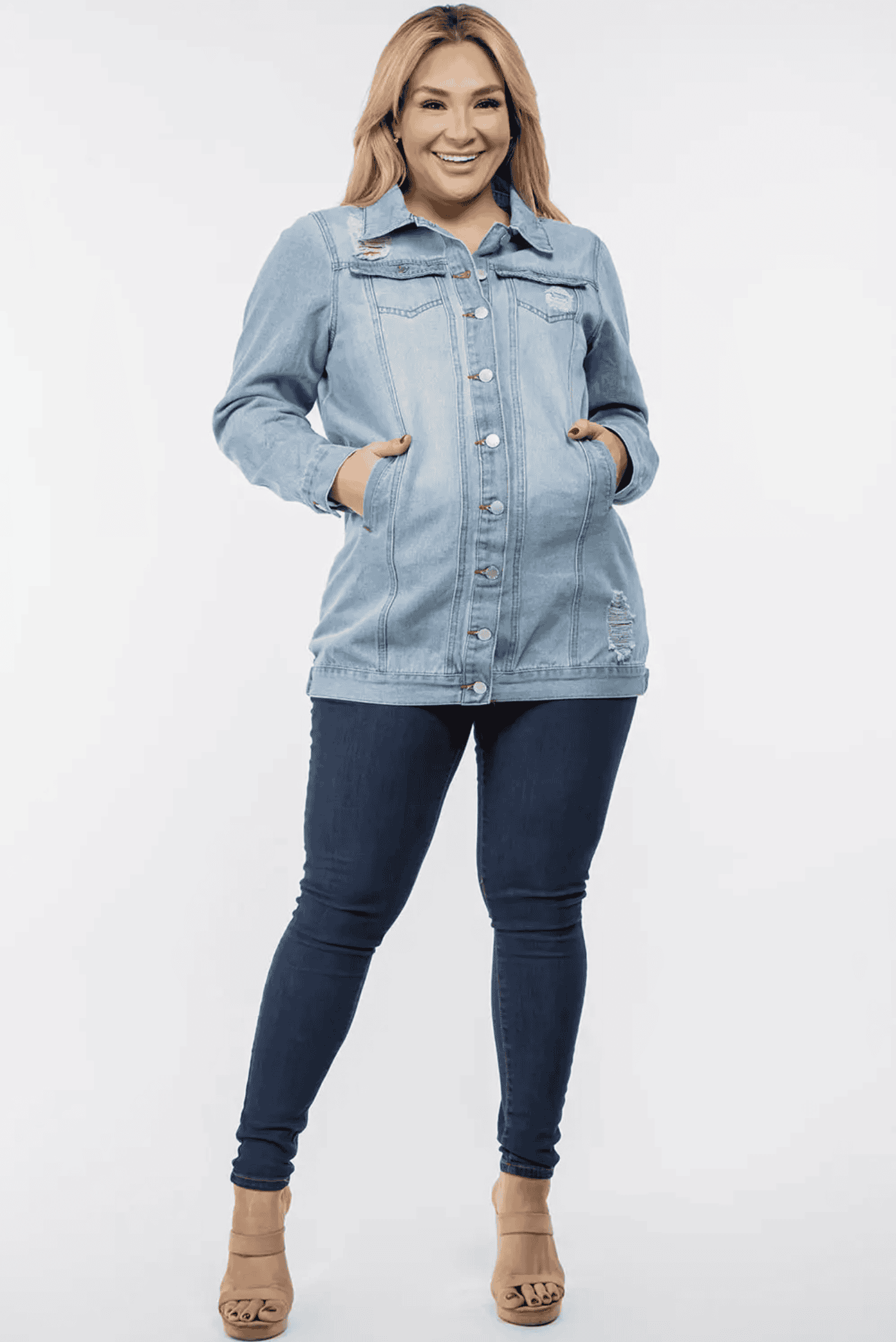 INC International Concepts Plus Size Denim Hoodie Jacket in Blue | Lyst