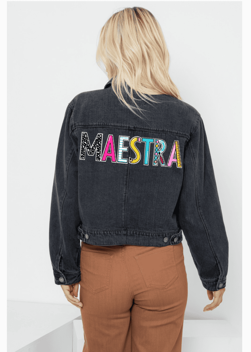 Washed Cropped Black Jean Jacket - Image 2